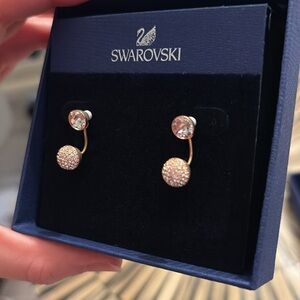Swarovski 💎 Crystal 3-Piece Gem Drop Sparkling Studded Rose Gold Earrings